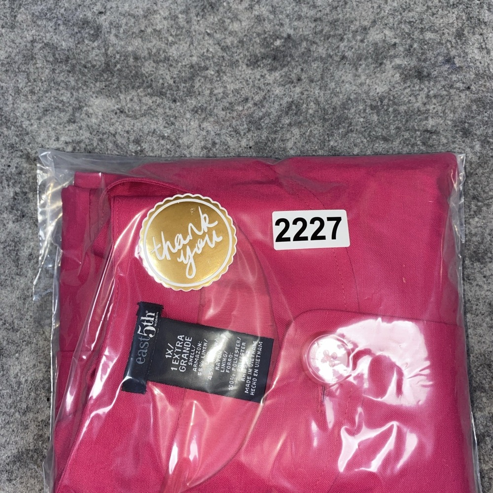 New East 5th Summer Blazer Women's 1X Barbie Pink‎ Button Up Linen Blend Y2K - Picture 10 of 10